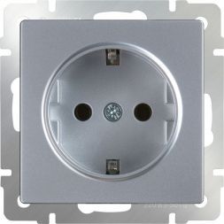 Розетка с з/к Werkel W1171006 серебро (WL06-SKG-01-IP20)