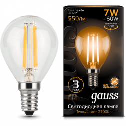Лампа Gauss 105801107 LED Filament Globe E14 7W 2700K