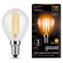 Лампа Gauss 105801107 LED Filament Globe E14 7W 2700K