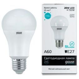 Лампа Gauss 23229 LED Elementary A60 20W E27 4100K