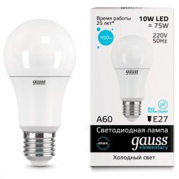 Лампа Gauss 23230 LED Elementary A60 10W E27 6500K