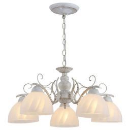 Светильник потолочный Linvel LV 9422/5 Делия Белый/золото Е27 60W D550 H540мм (LINVEL LV 9422/5 Делия Белый/золото Е27 60W)