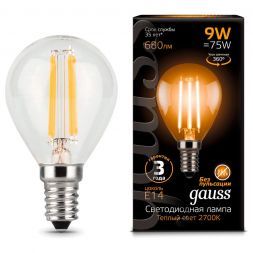 Лампа Gauss 105801109 LED Filament Globe E14 9W 2700K