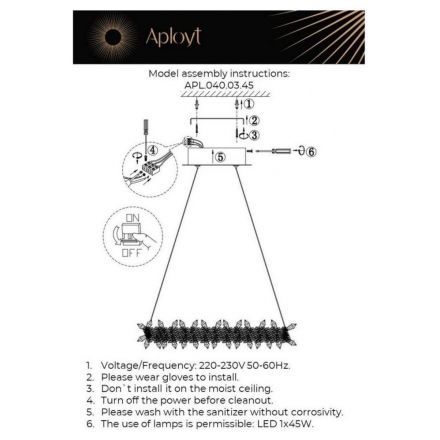Подвесной светодиодный светильник Aployt APL.040.03.45