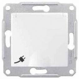 Розетка 1-я Schneider Electric Sedna Белый с/з с защитными шторками с крышкой IP44