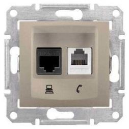 Розетка двойная ТЛФ + комп Schneider Electric Sedna Титан кат.5е UTP (RJ11+RJ45)