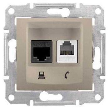 Розетка двойная ТЛФ + комп Schneider Electric Sedna Титан кат.5е UTP (RJ11+RJ45)