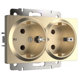 Розетка двойная с заземлением Werkel W1172010 шампань рифленый (WL10-SKG-02-IP20)