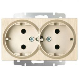 Розетка двойная с заземлением Werkel W1172010 шампань рифленый (WL10-SKG-02-IP20)