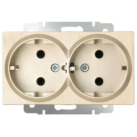 Розетка двойная с заземлением Werkel W1172010 шампань рифленый (WL10-SKG-02-IP20)