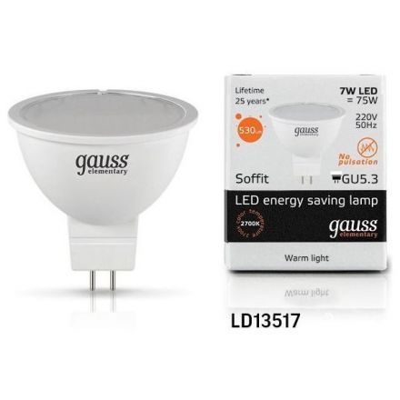 Лампа светодиодная Gauss LED Elementary MR16 7W 2700K