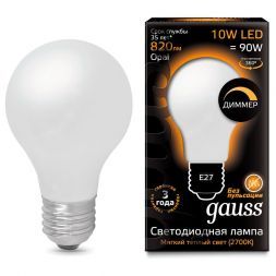 Лампа Gauss 102202110-D LED Filament A60 OPAL dimmable E27 10W 2700К