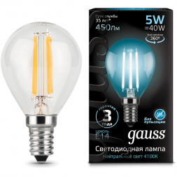 Лампа Gauss 105801205 LED Filament Globe E14 5W 4100K