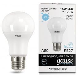 Лампа Gauss 23235 LED Elementary A60 15W E27 6500K