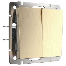 Выключатель 2-клавишный проходной Werkel W1122010 шампань рифленый (WL10-SW-2G-2W)