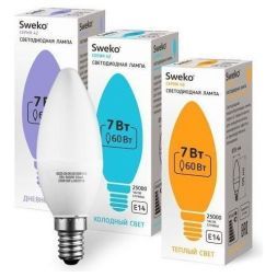 Лампа светодиодная Sweko 42LED-C35-7W-230-4000K-E14