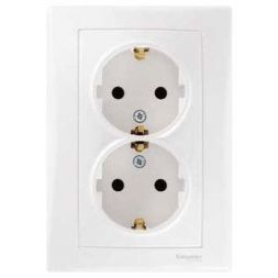 Розетка 2-я Schneider Electric Sedna Белый с/з литая