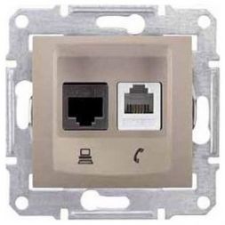 Розетка двойная ТЛФ + комп Schneider Electric Sedna Титан кат.6 UTP (RJ11+RJ45)