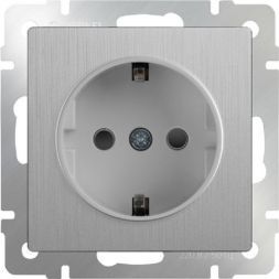 Розетка с з/к Werkel W1171009 серебро рифленый (WL09-SKG-01-IP20)