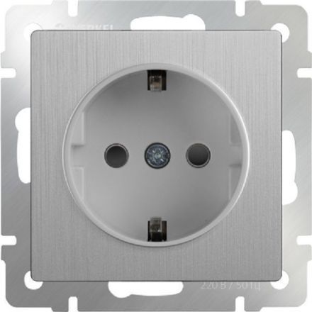 Розетка с з/к Werkel W1171009 серебро рифленый (WL09-SKG-01-IP20)