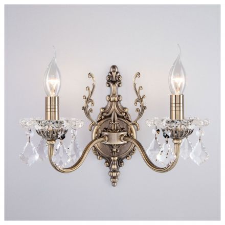 Бра Eurosvet с хрусталем 3281/2 античная бронза/прозрачный хрусталь Strotskis