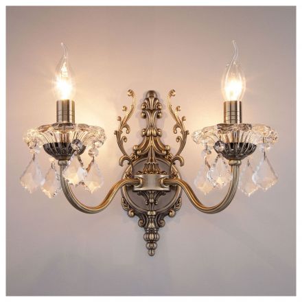 Бра Eurosvet с хрусталем 3281/2 античная бронза/прозрачный хрусталь Strotskis