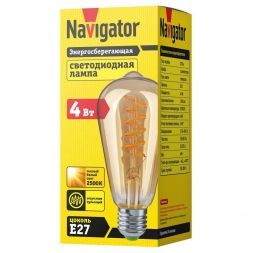 Лампа Navigator 61 628 NLL-F-ST64-4-230-2.5К-E27-SPIRAL