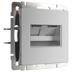 Розетка компьютерная Werkel RJ-45 + ТФ RJ-11 W1182106 серебро (WL06-RJ11+RJ45)