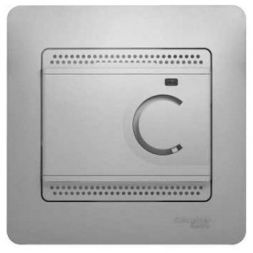 Термостат электронный теплого пола с датчиком Schneider Electric Glossa Алюминий, 10A (в сборе с рамкой) GSL000338