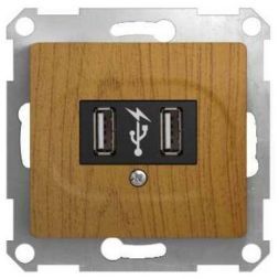 Розетка Schneider Electric Glossa Дерево Дуб USB GSL000532