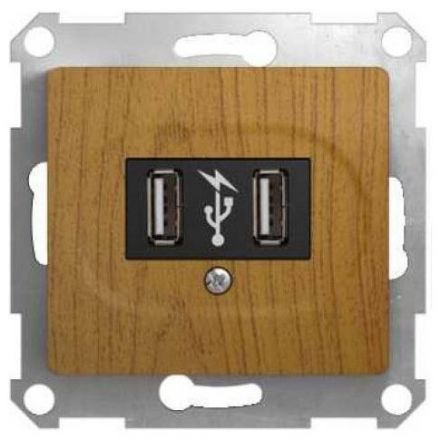 Розетка Schneider Electric Glossa Дерево Дуб USB GSL000532