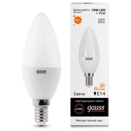 Лампа Gauss 33110 LED Elementary Candle 10W E14 3000K
