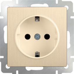 Розетка с з/к со шторками Werkel W1171110 шампань рифленый (WL10-SKGS-01-IP44)