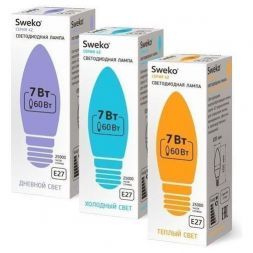 Лампа светодиодная Sweko 42LED-C35-7W-230-6500K-E27