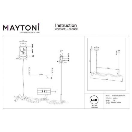 Подвесная люстра Maytoni MOD166PL-L30GB3K Tau
