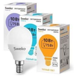 Лампа светодиодная Sweko 42LED-G45-10W-230-3000K-E14