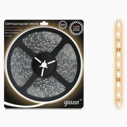 Лента Gauss LED 2835/60-SMD 4.8W 12V DC теплый белый IP66 (блистер 5м)