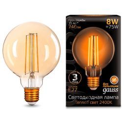 Лампа Gauss 105802008 LED Filament G95 E27 8W Golden 2400К