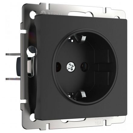 Розетка с заземлением Werkel W1171308 черный матовый (WL08-10-01)
